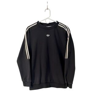 adidas Originals Radkin Crewneck Black 3-Stripe Trefoil Sweatshirt  Pullover, M